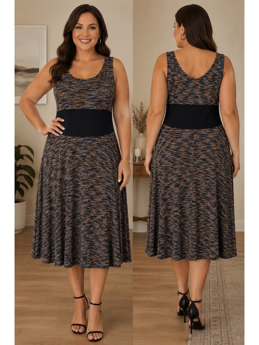Chelsea Suite Women’s Sleeveless Midi Dress Size 18 Abstract Print
